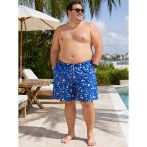 Peter Millar Swim Trunks 3XT Blue Alligator Print Stretch Golf Beach Shorts